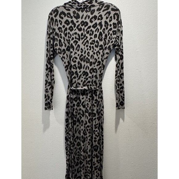 LK Bennett Size US6 Gray Black Leopard Print Long Sleeve Belted Dress READ - Picture 3 of 10